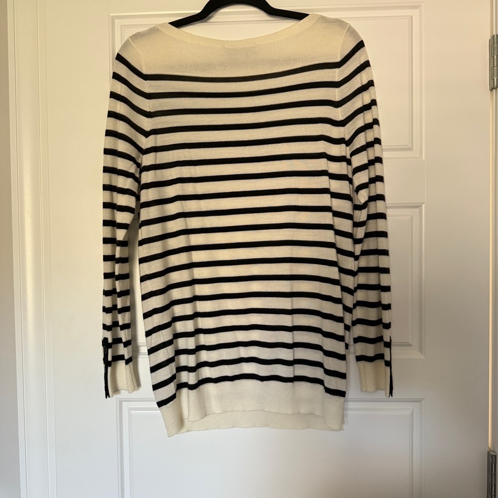 LOFT Cream and Black Striped Knit Top - Picture 4 of 4
